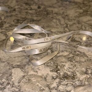 🎀 Dior White Satin Ribbon – 105” x ¼” Gold Logo